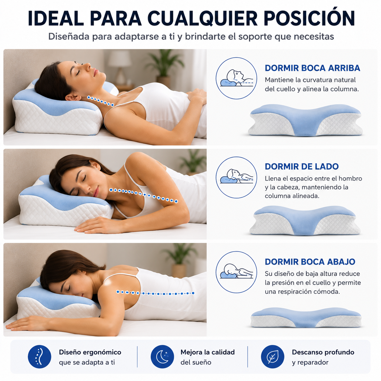 Almohada Cervical Ergonómica| Descanso Premium